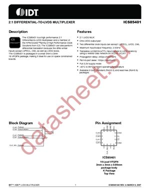 ICS85401AKLFT datasheet  